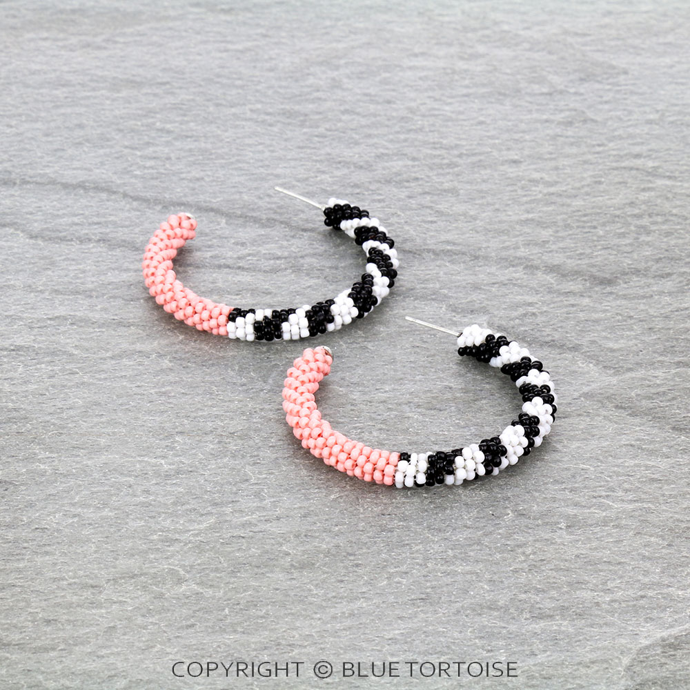Seed Bead Round Hoop Earrings