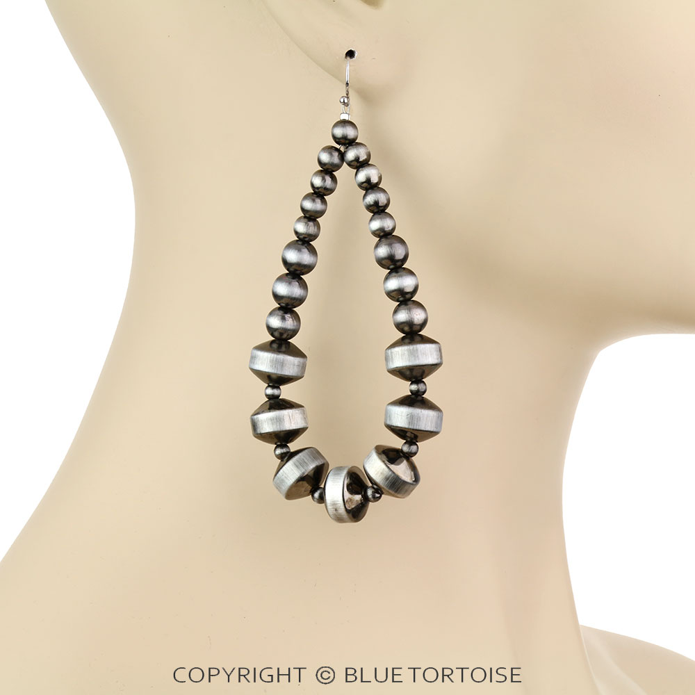 Navajo Style Pearl Dangle Earrings - Image 2