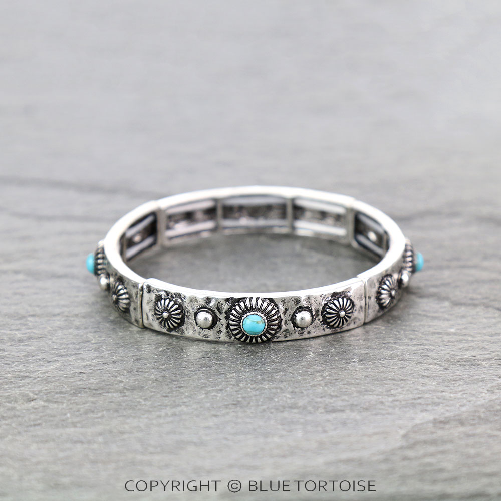 Western Concho with Stone Stretch Bracelet
