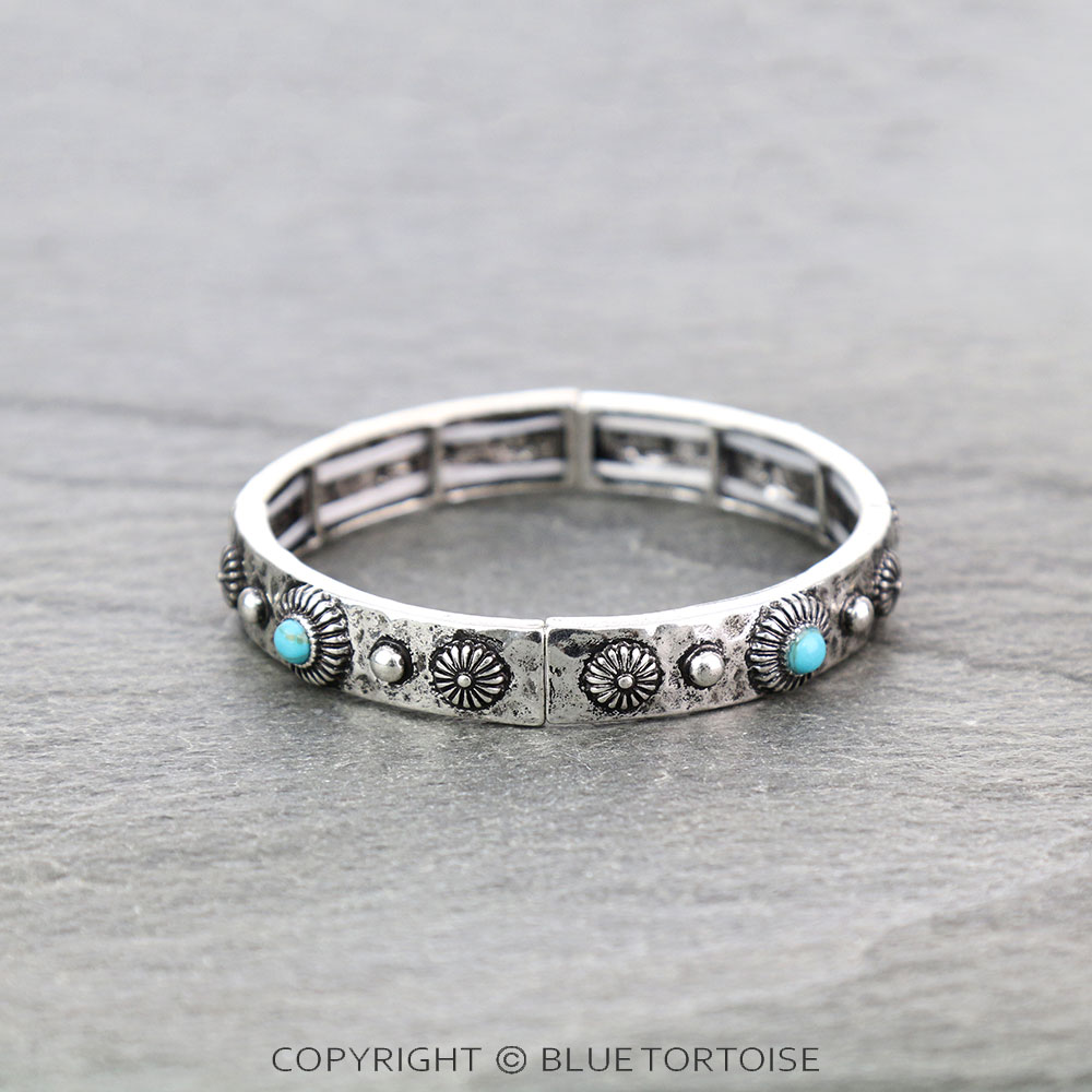 Western Concho with Stone Stretch Bracelet - Image 2