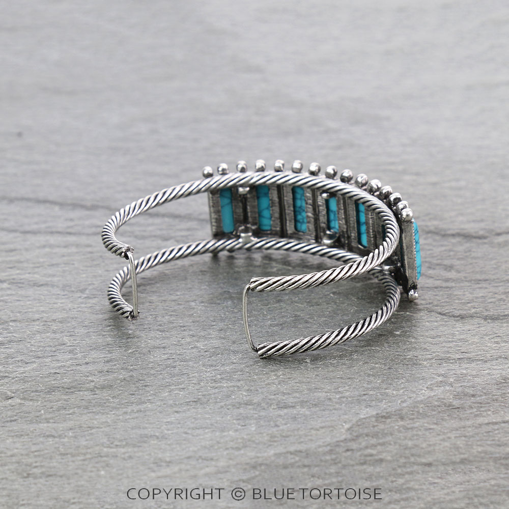 Western Rectangle Stone Cuff Bracelet - Image 3