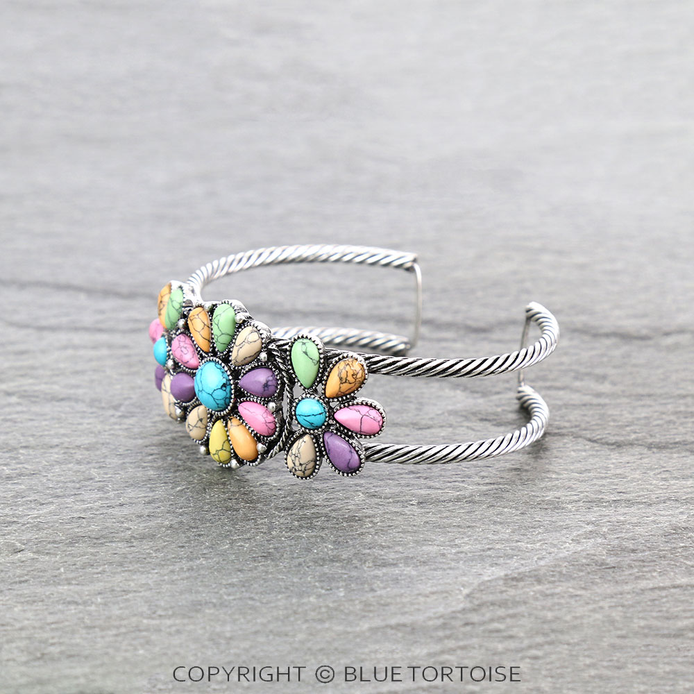 Western Concho Stone Cuff Bracelet - Image 2