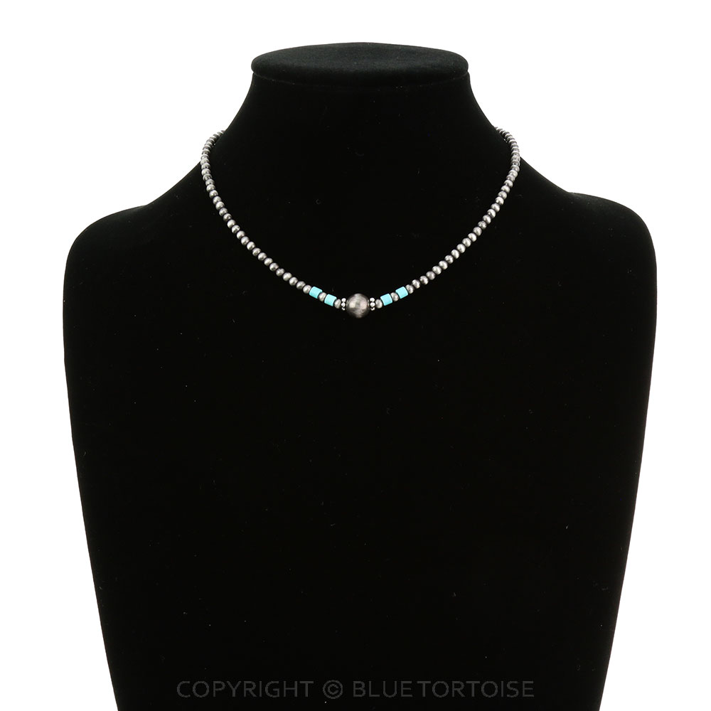 Navajo Style Pearl & Bead Necklace - Image 2