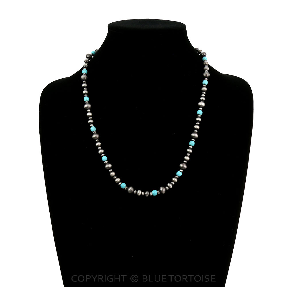 Navajo Style Pearl & Bead Necklace - Image 2