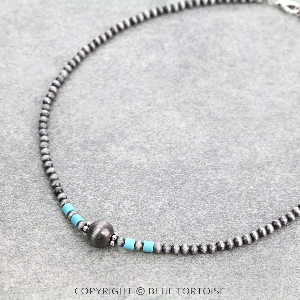Navajo Style Pearl & Bead Necklace - Image 3