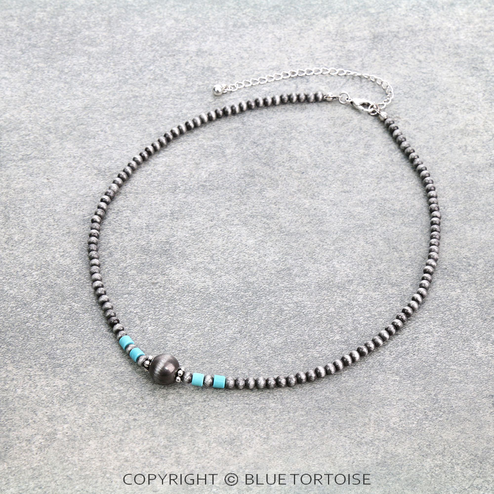 Navajo Style Pearl & Bead Necklace