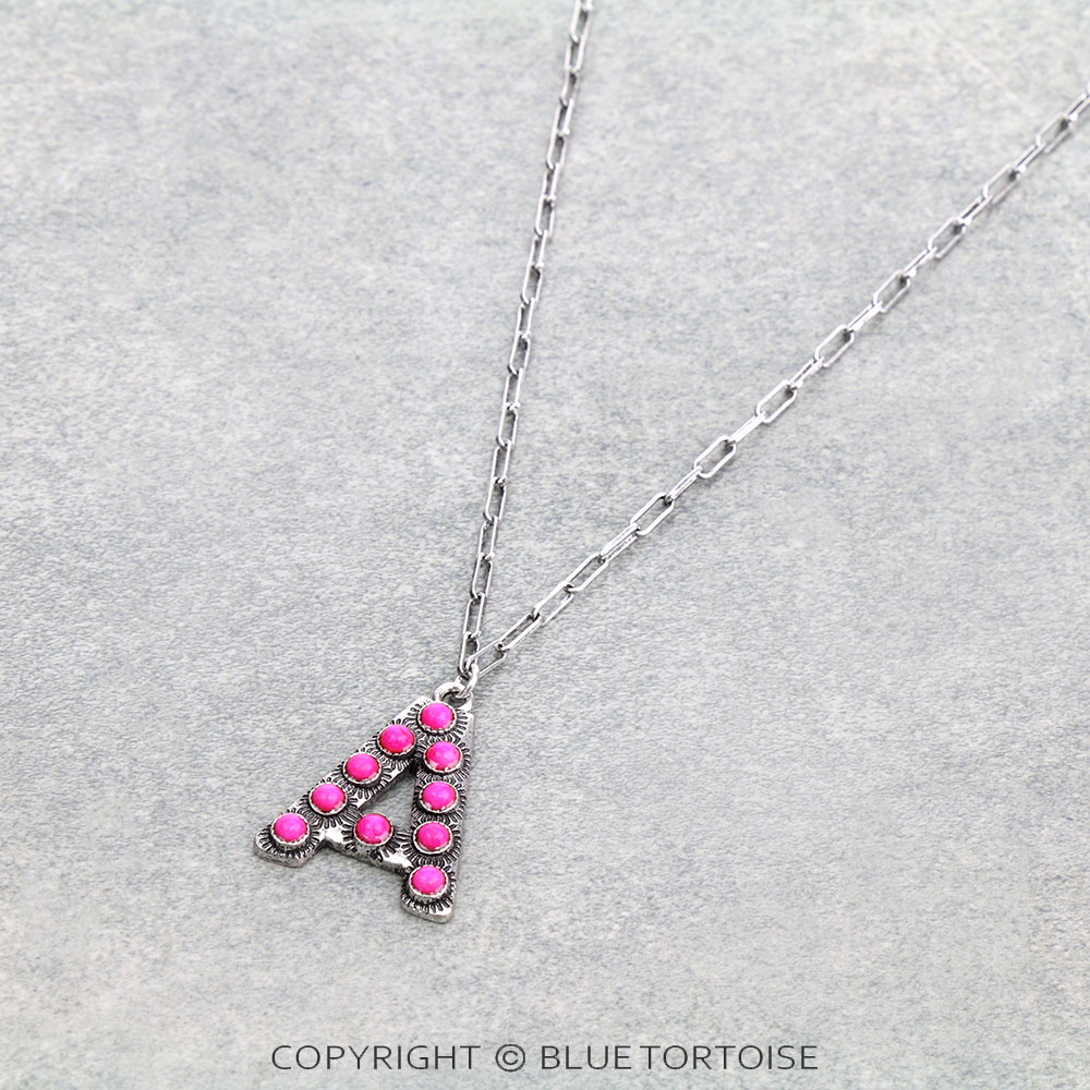 Initial “A” Stone Pendant Necklace