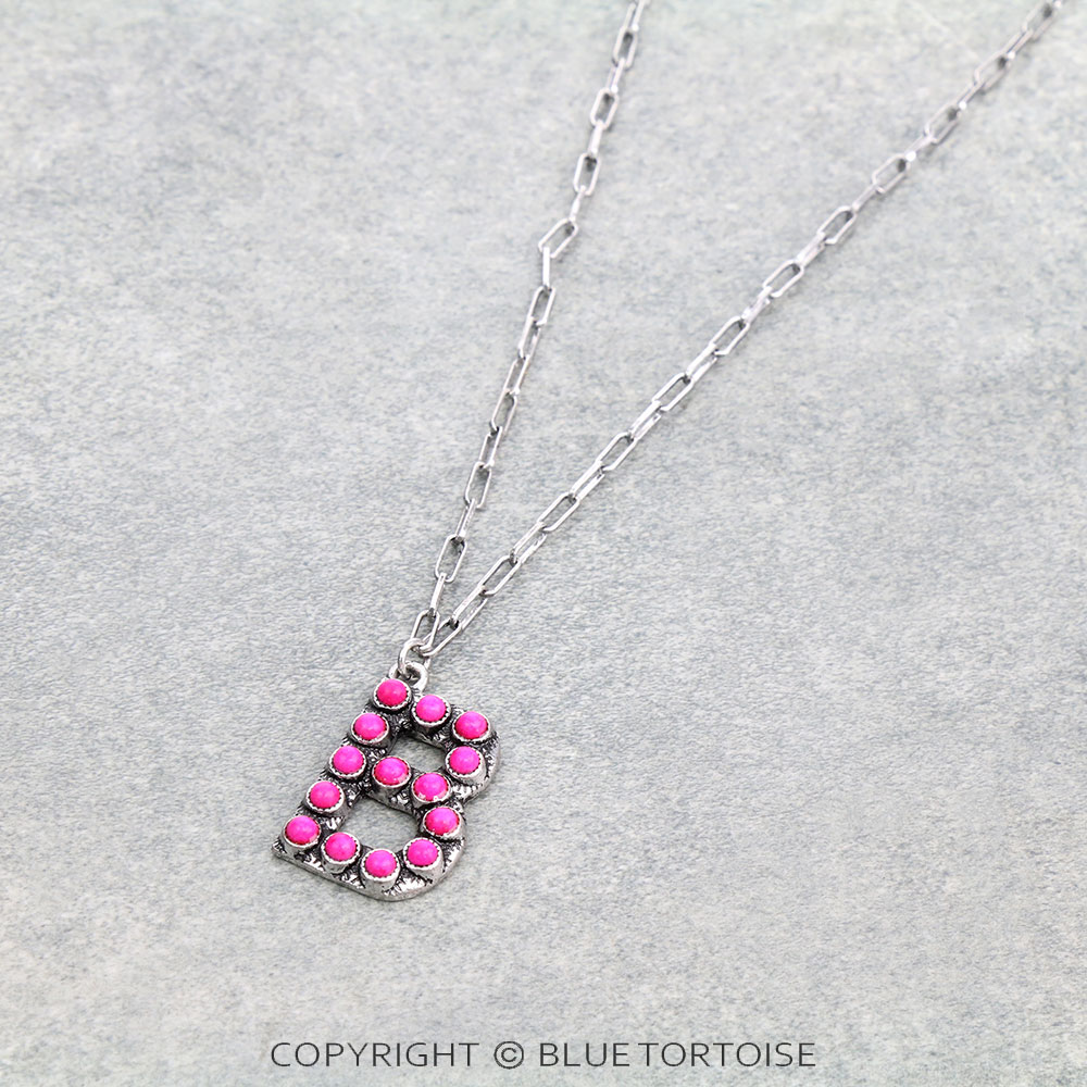 Initial “B” Stone Pendant Necklace