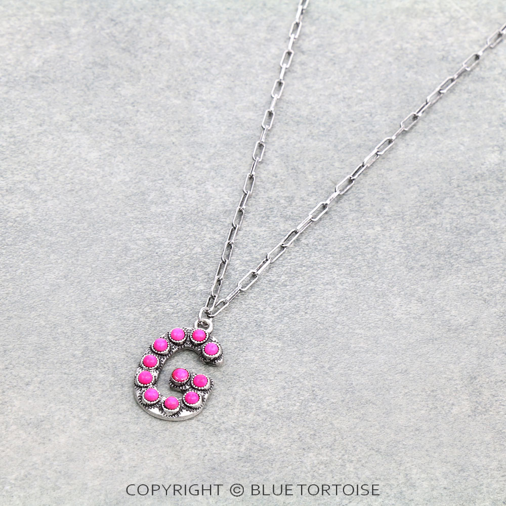 Initial “G” Stone Pendant Necklace