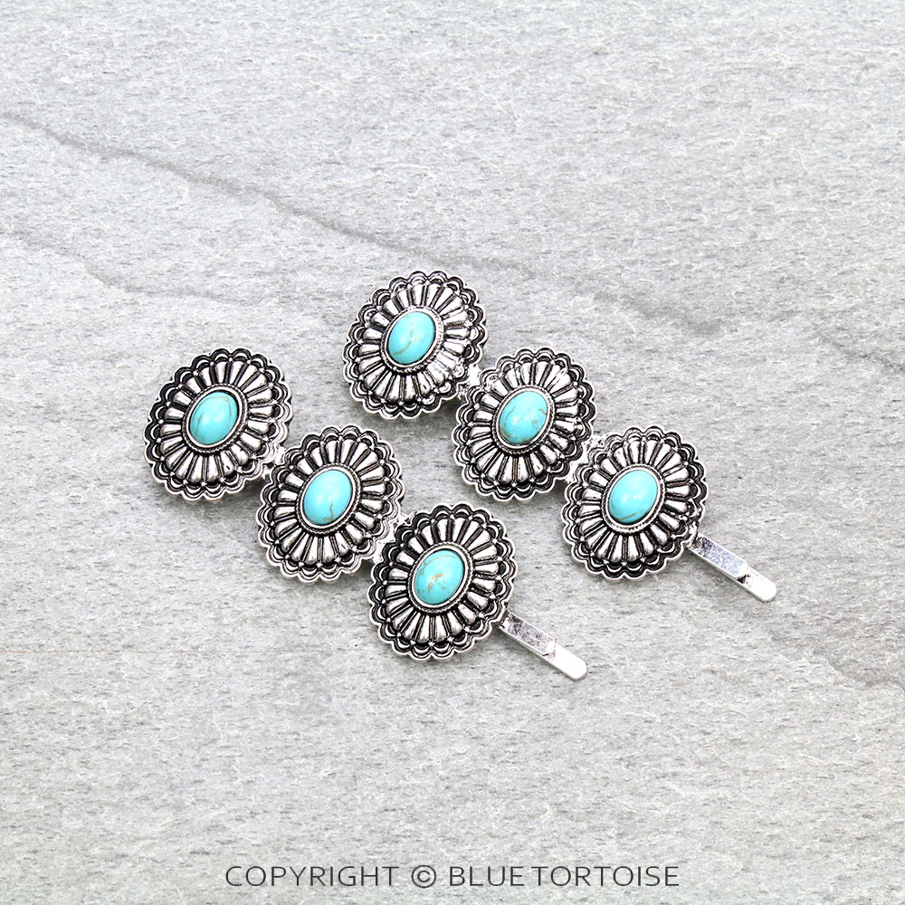 Western Concho Stone Bobby Pins Set of 2