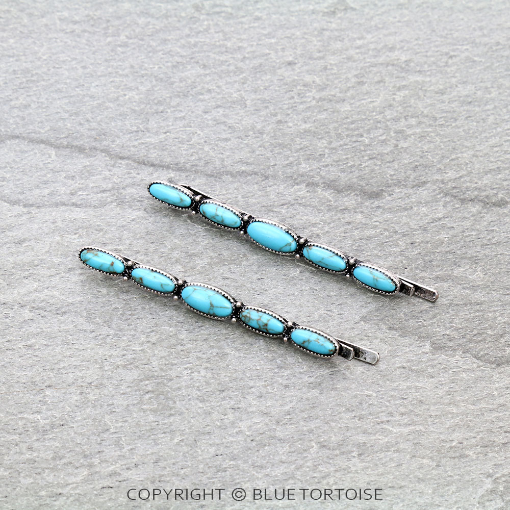 Western Design Stone Bobby Pins Set of 2