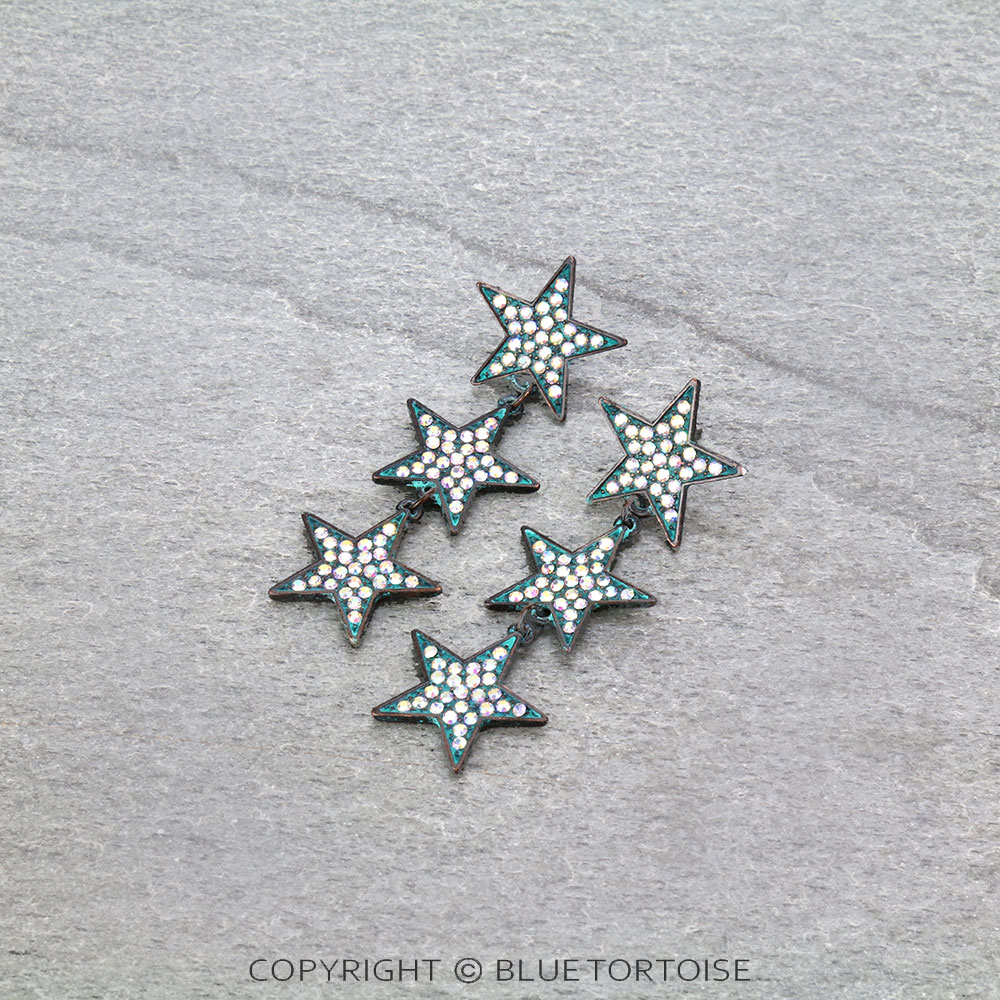 Triple Star Stone Stud Earrings