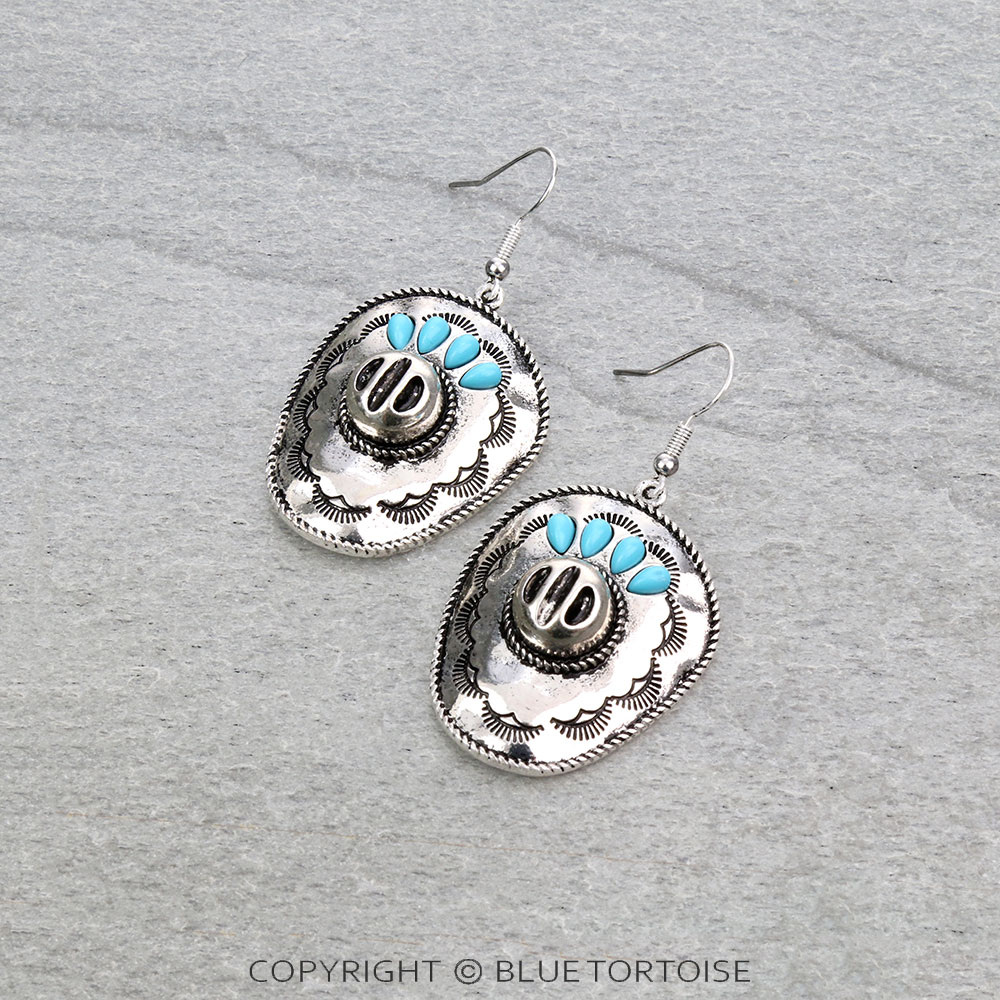 Western Cowboy Hat Dangle Earrings