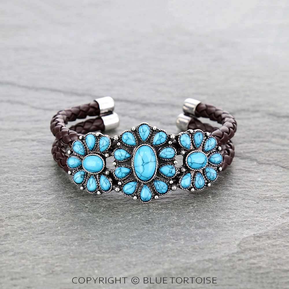 Western Concho Stone Cuff Bracelet
