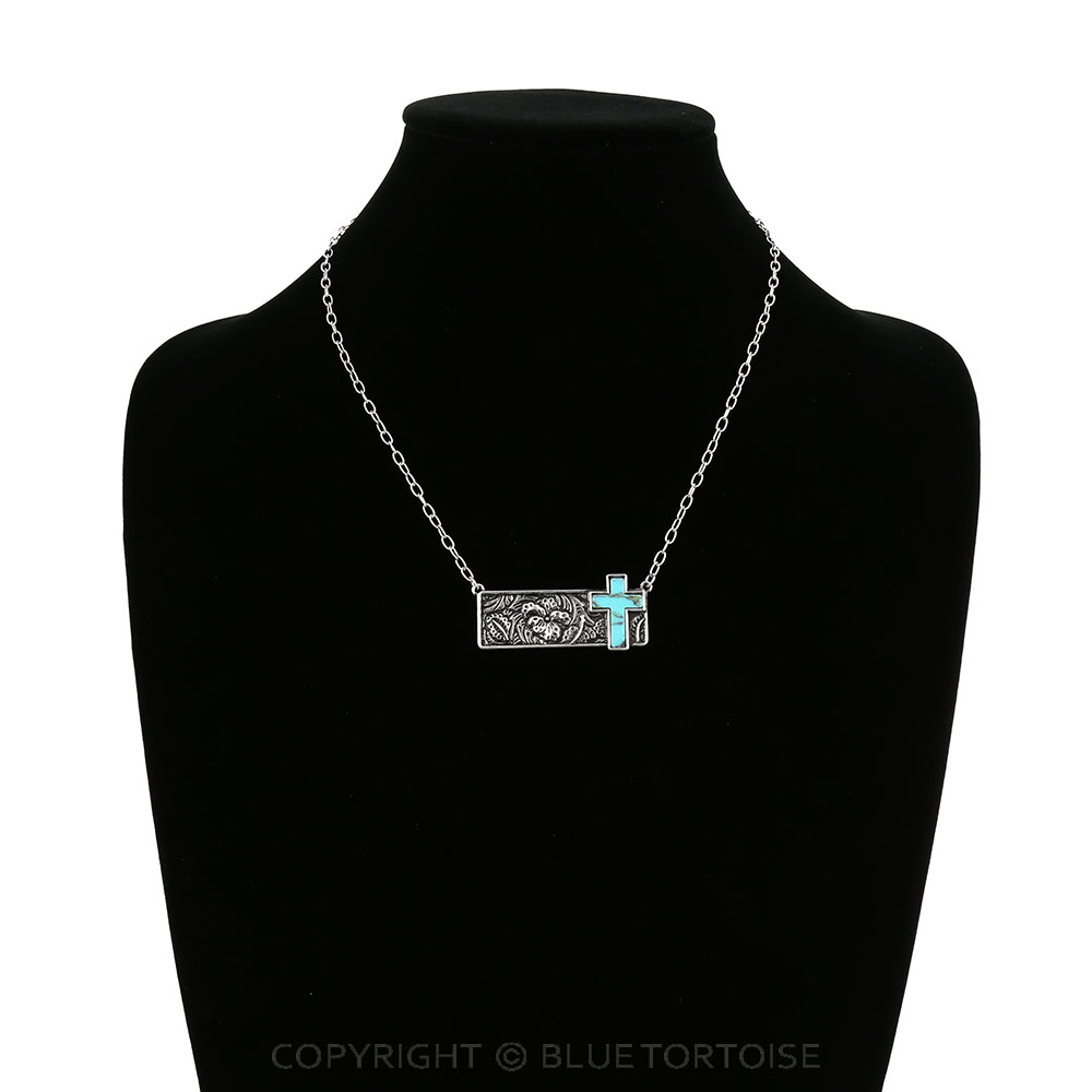 Cross Stone Bar Necklace - Image 2