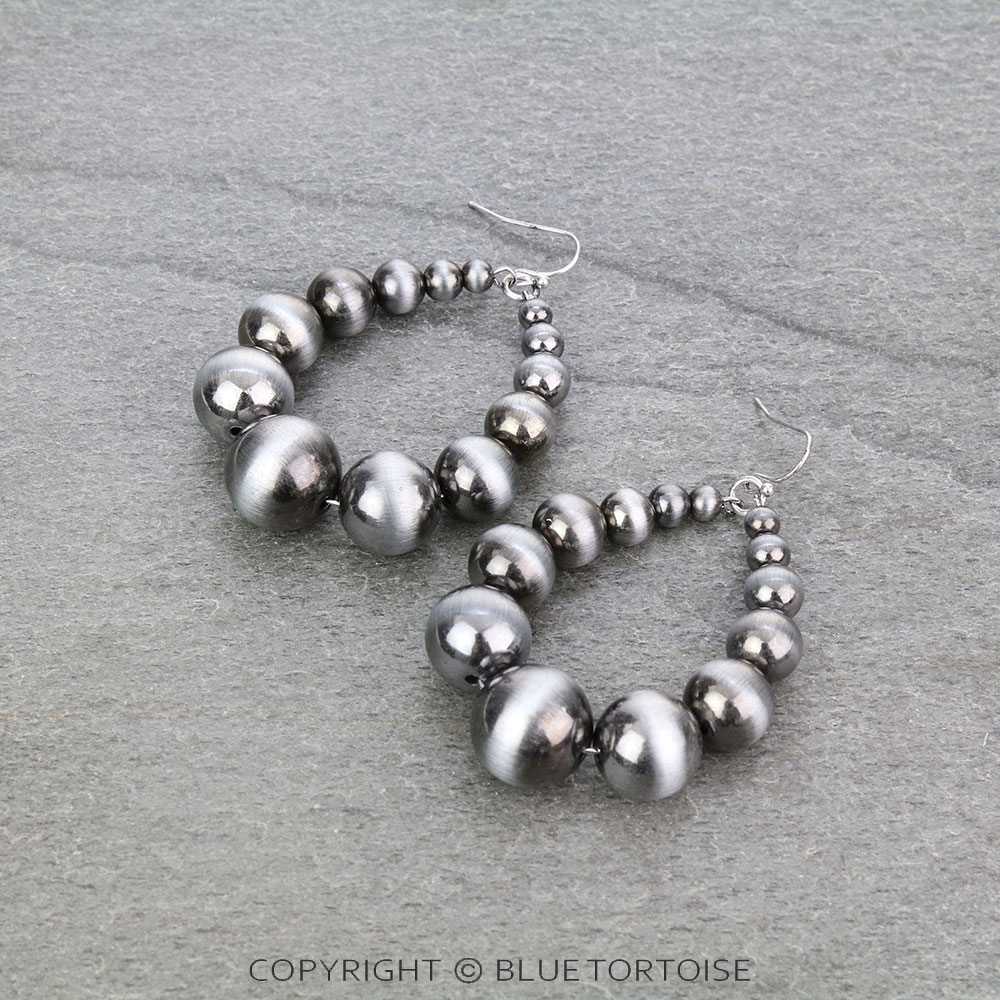 Navajo Style Pearl Teardrop Dangle Earrings