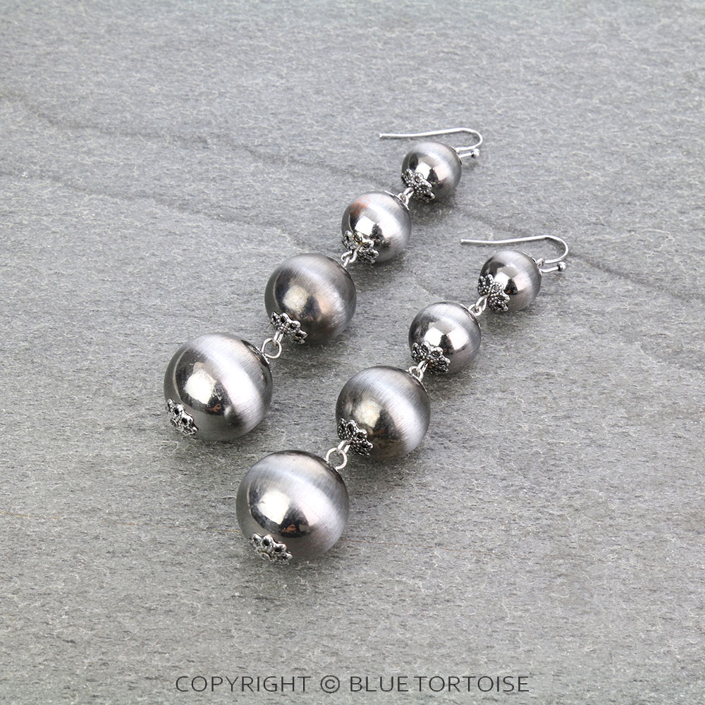 Navajo Style Pearl Drop Dangle Earrings