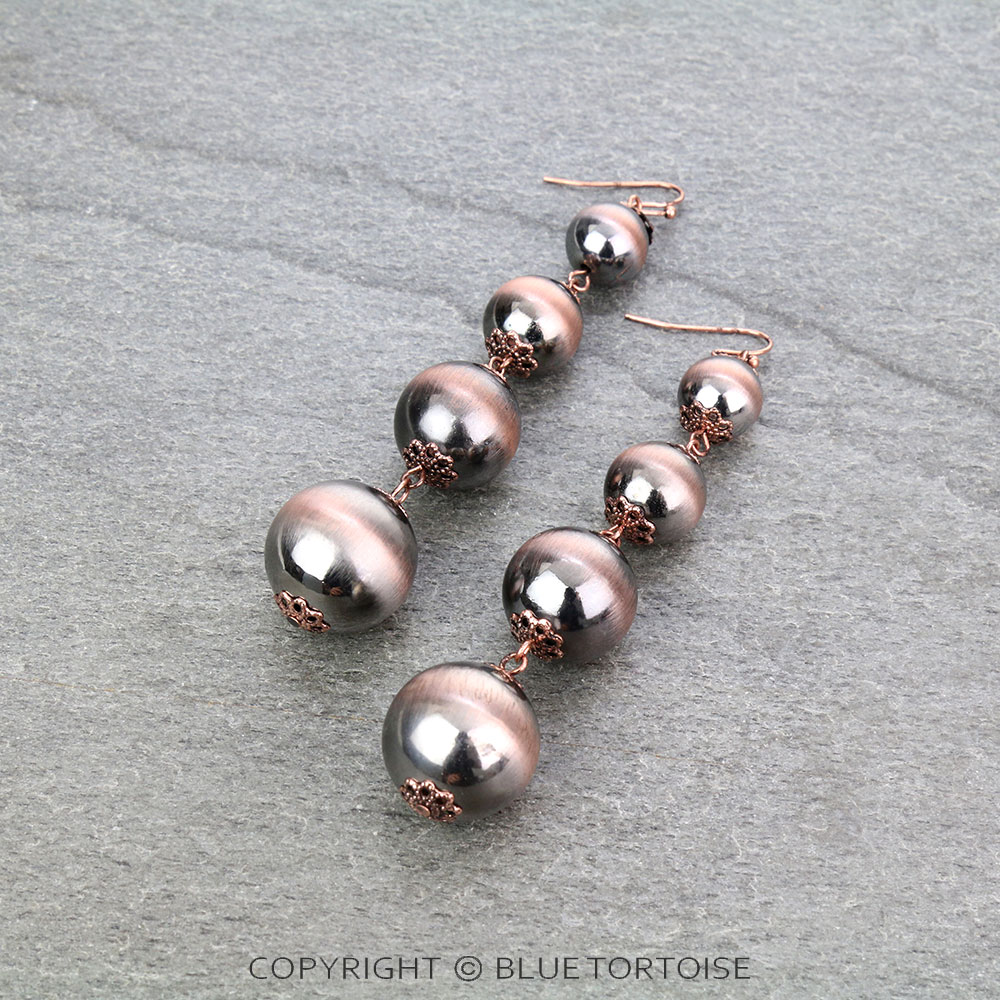 Navajo Style Pearl Drop Dangle Earrings