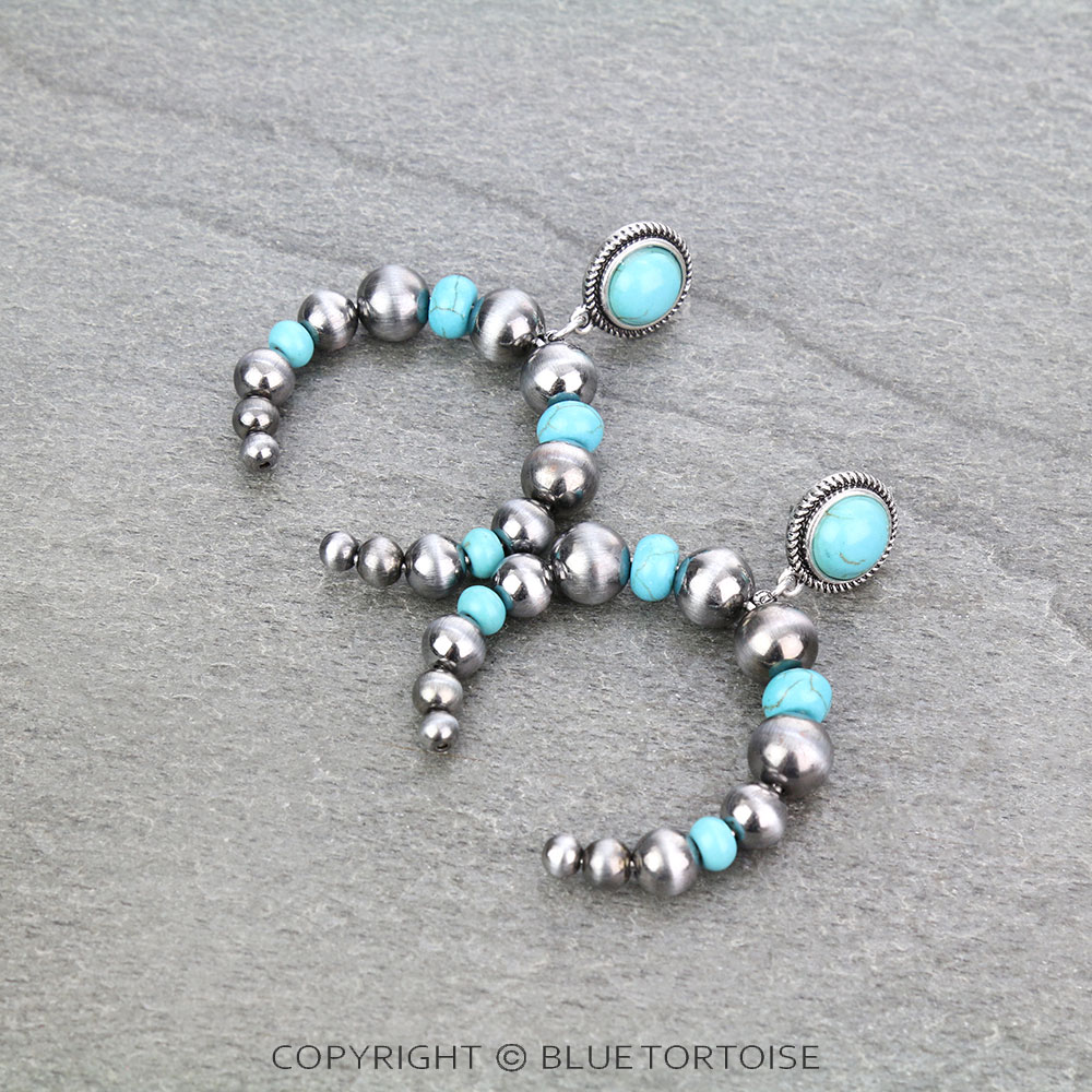 Navajo Style Pearl Squash Blossom Stud Earrings
