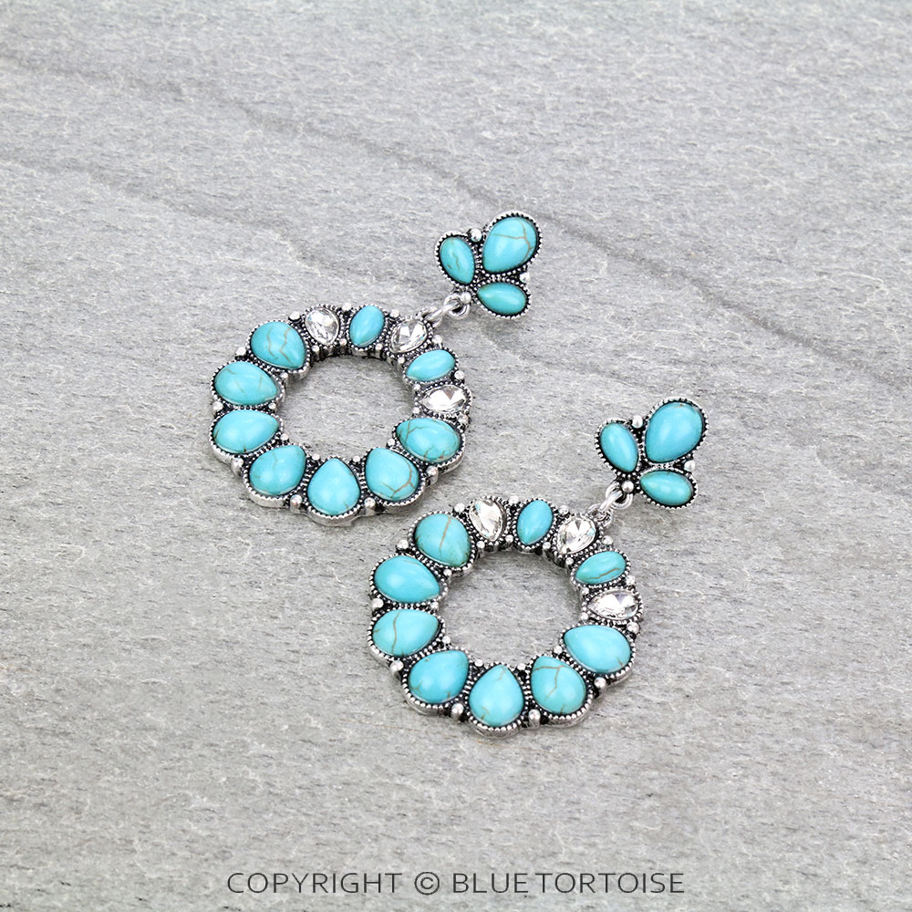 Western Design Stone Stud Earrings