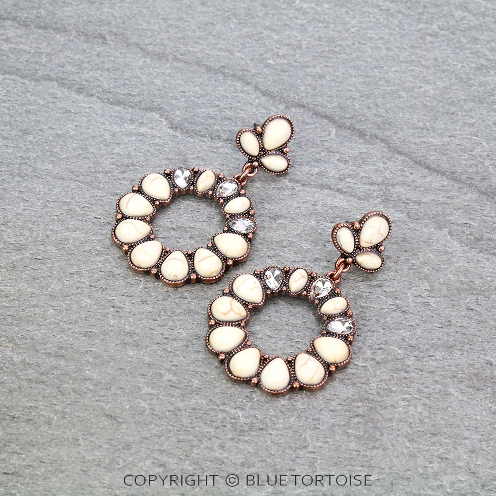 Western Design Stone Stud Earrings