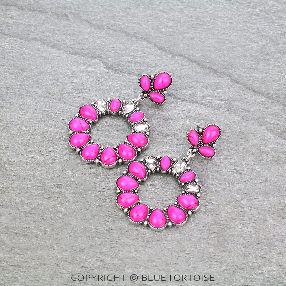 Western Design Stone Stud Earrings