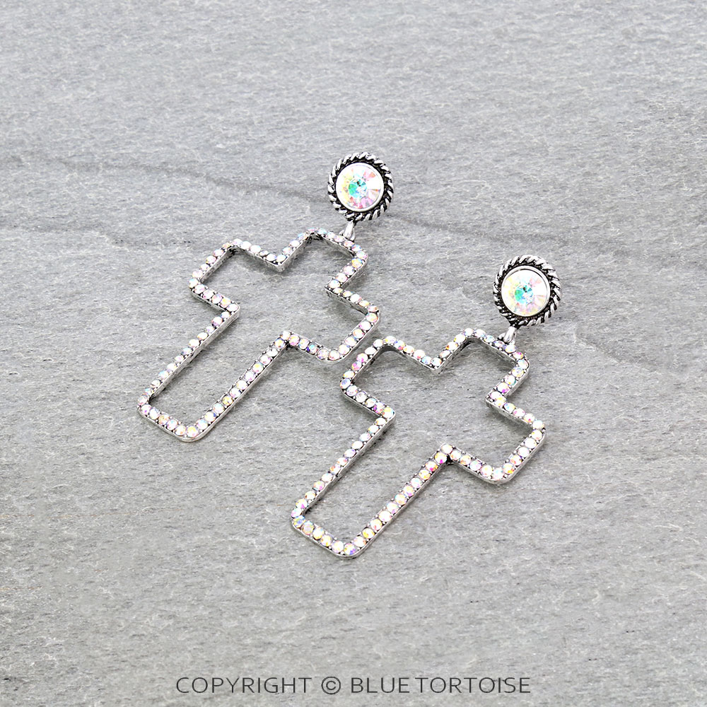 Cross Stone Stud Earrings
