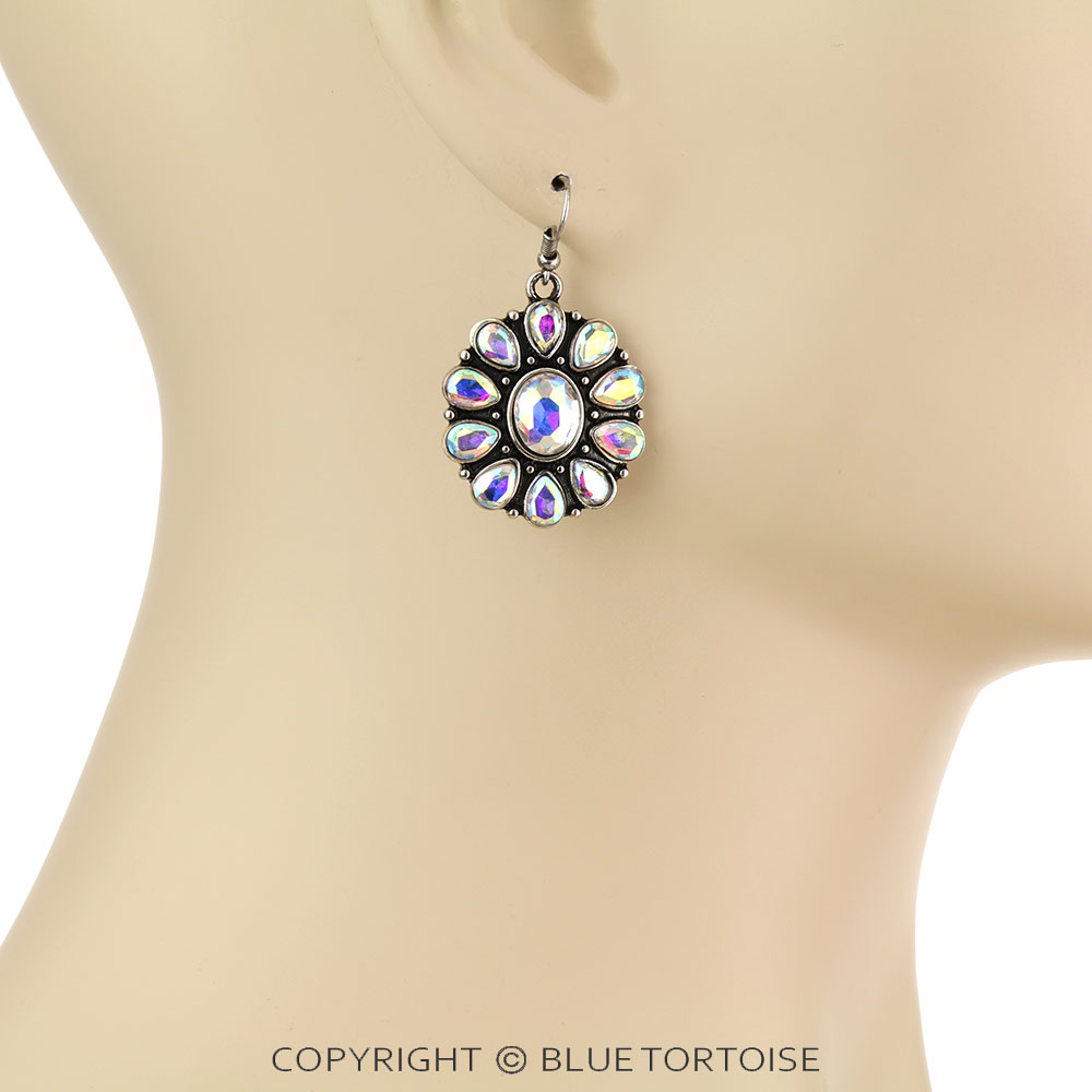Western Concho Stone Dangle Earrings - Image 2