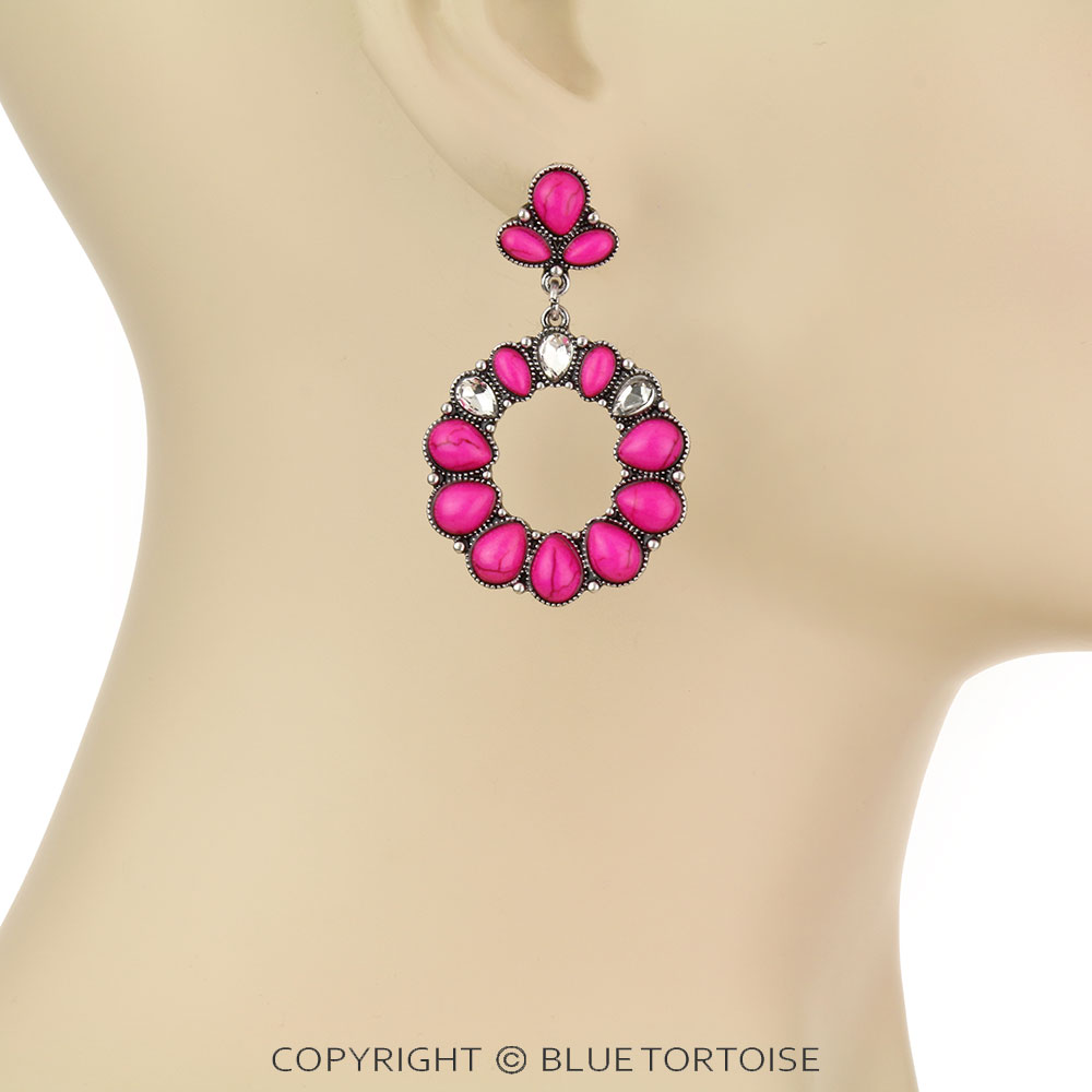 Western Design Stone Stud Earrings - Image 2