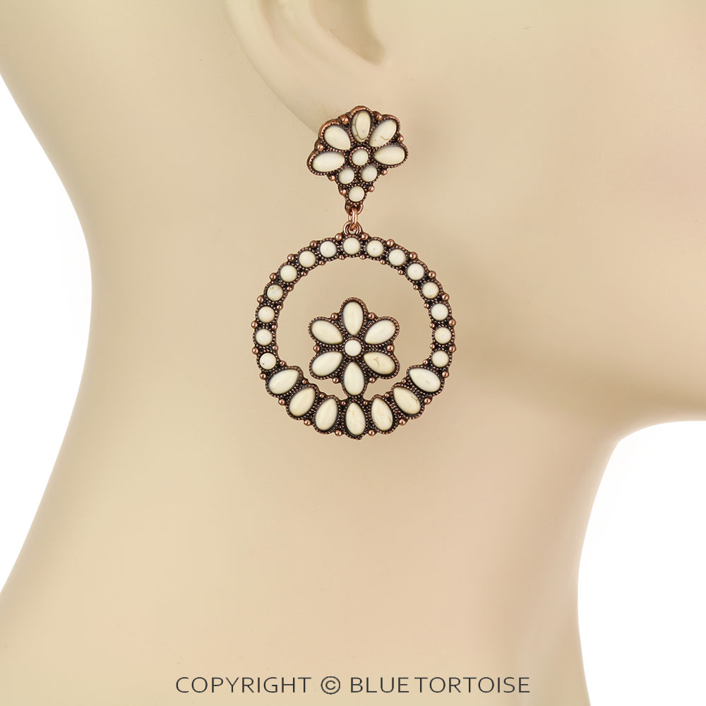 Western Concho Stone Stud Earrings - Image 2