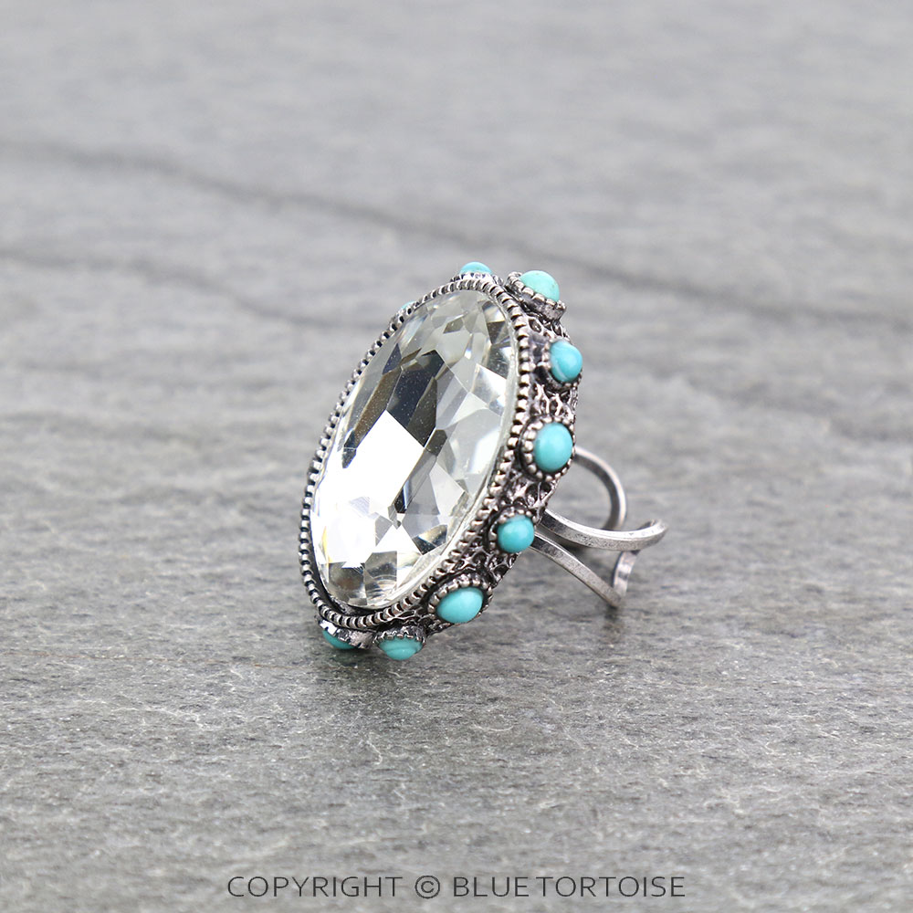 Oval Stone Cuff Ring - Image 2