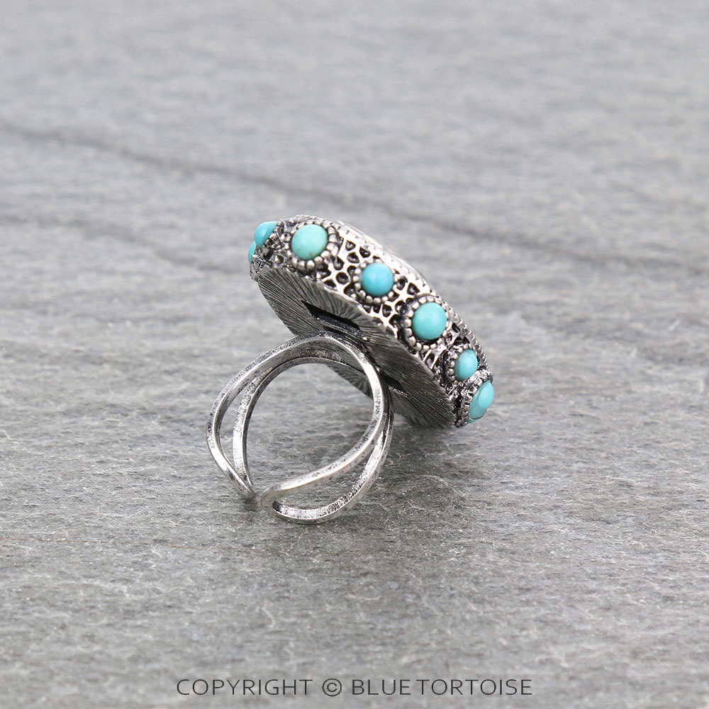 Oval Stone Cuff Ring - Image 3