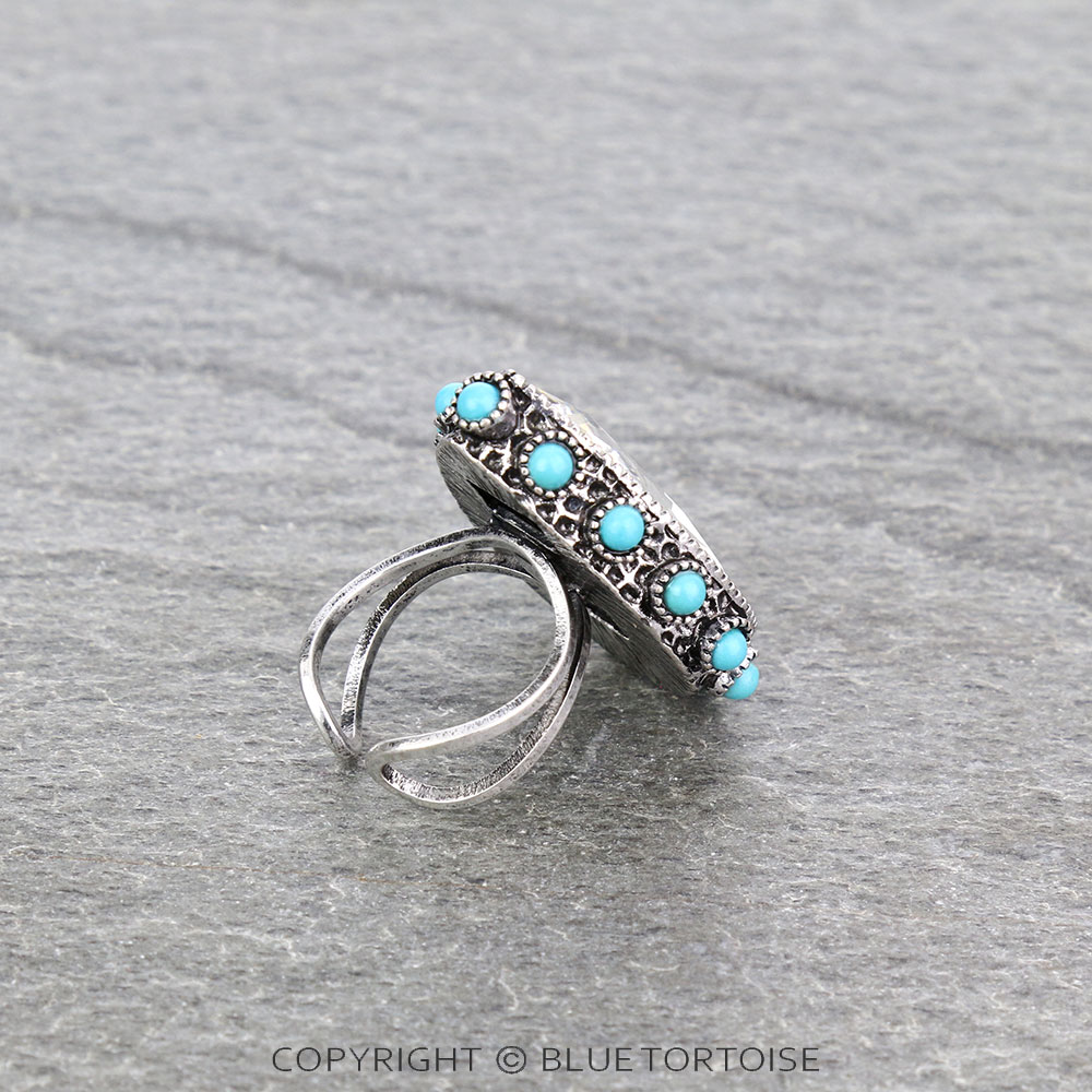 Teardrop Stone Cuff Ring - Image 3