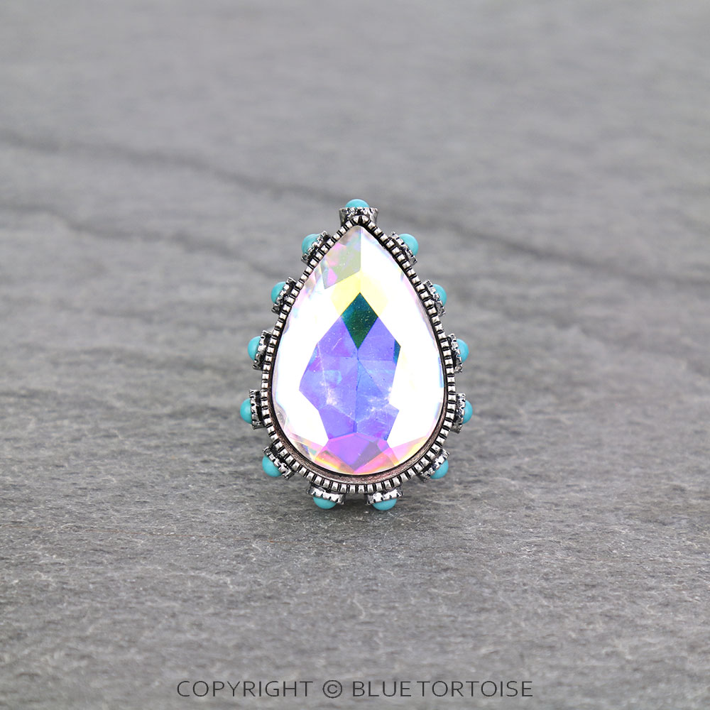 Teardrop Stone Cuff Ring