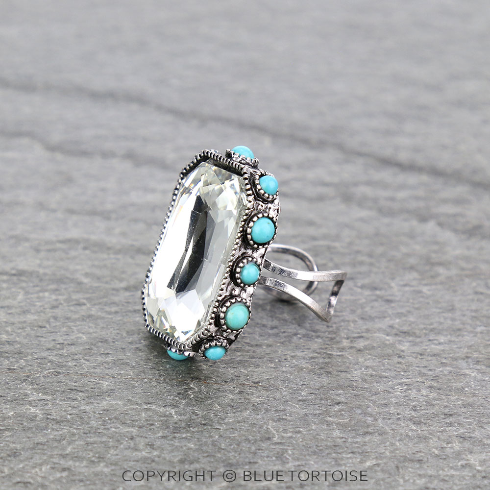 Rectangle Stone Cuff Ring - Image 2