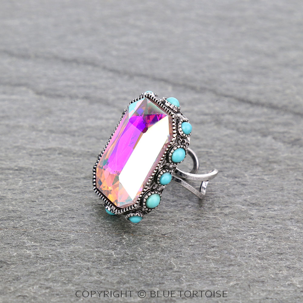 Rectangle Stone Cuff Ring - Image 2