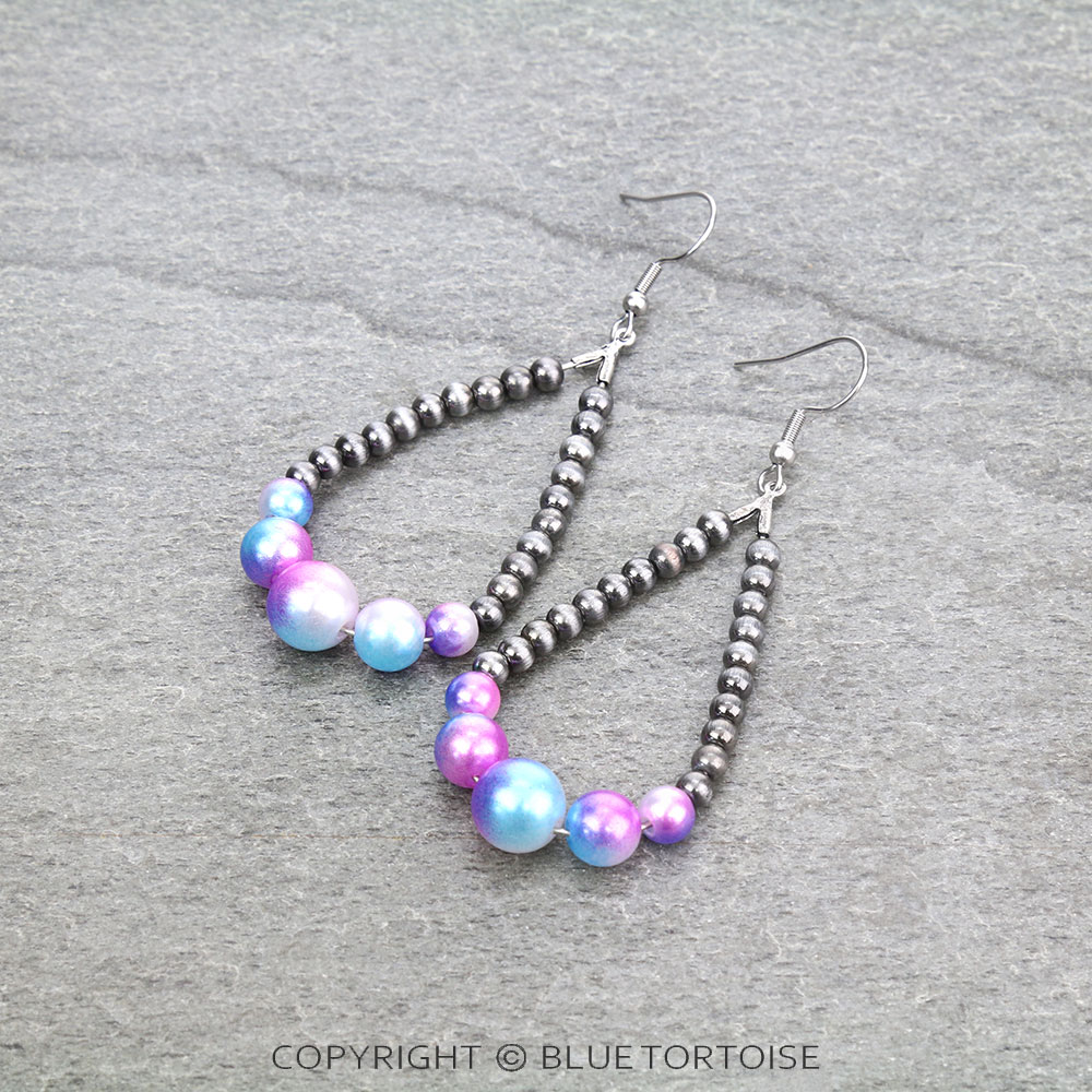 Cosmic Unicorn Pearl Teardrop Dangle Earrings
