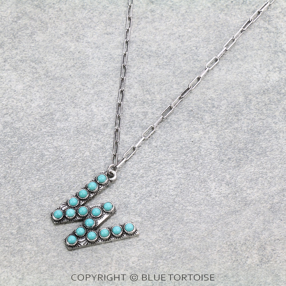 Initial “W” Stone Pendant Necklace