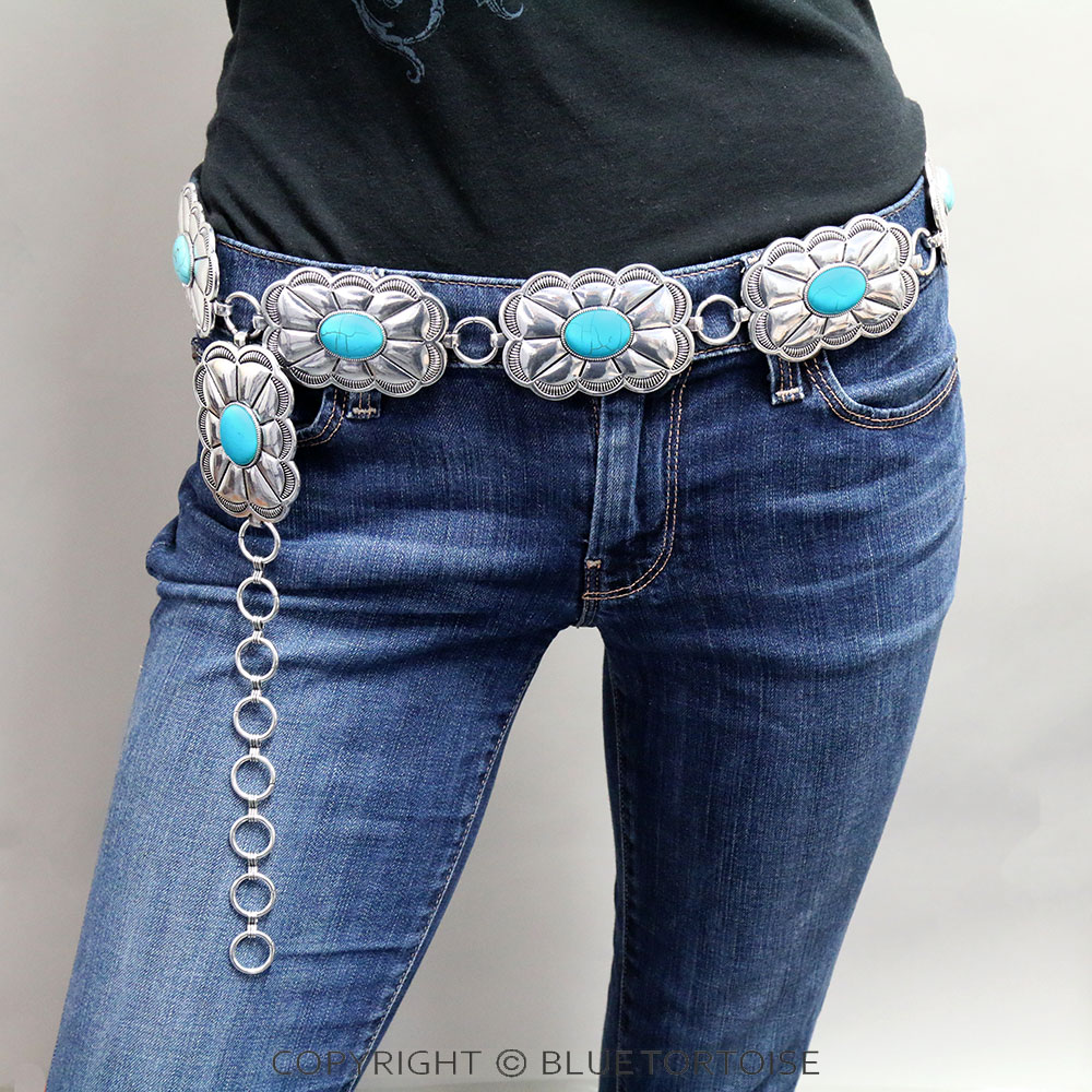 Western Rectangle Concho with Stone Belt S/M - Image 2