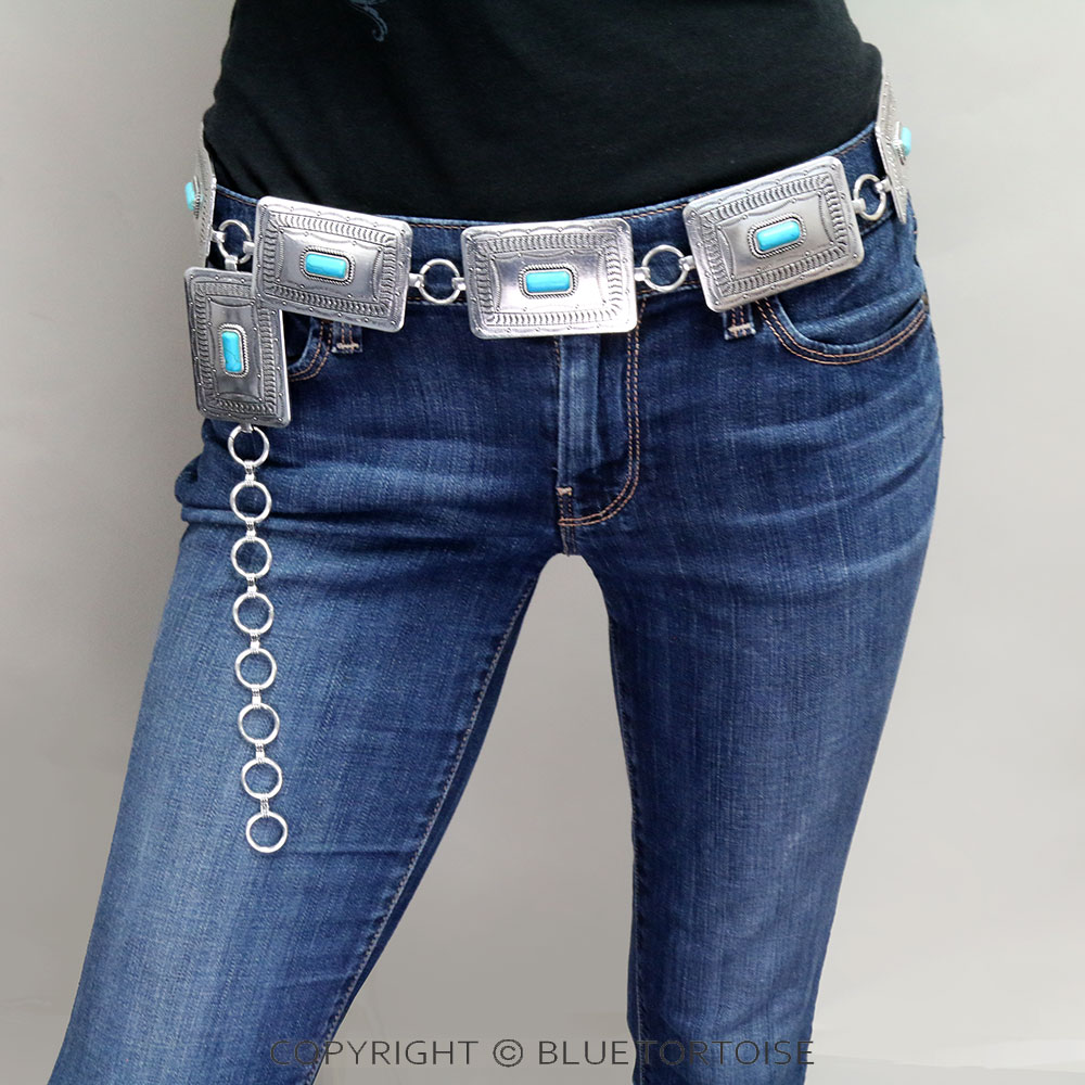 Western Rectangle Concho with Stone Belt S/M - Image 2