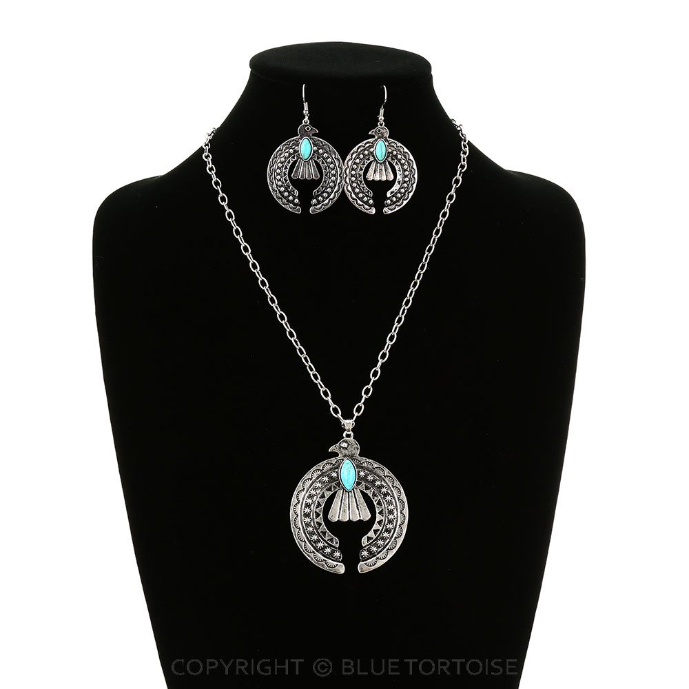 Western Thunderbird Squash Blossom Necklace Set - Image 2