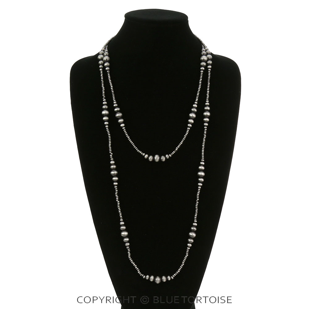 Graduated Navajo Style Pearl Long Necklace - Image 2