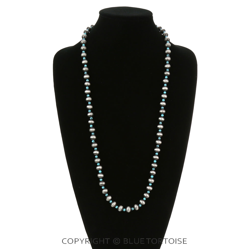 Navajo Style Pearl & Bead Necklace - Image 2