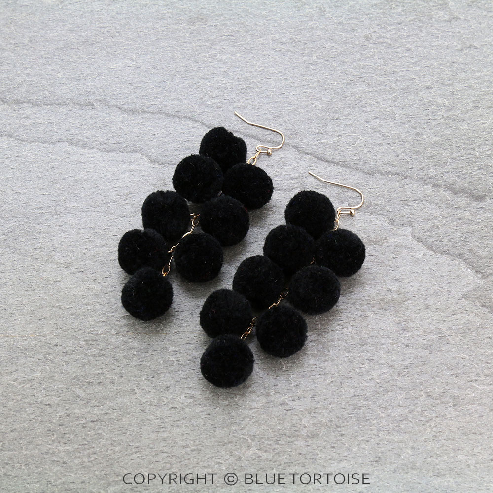 Mini Pom Pom Drop Dangle Earrings