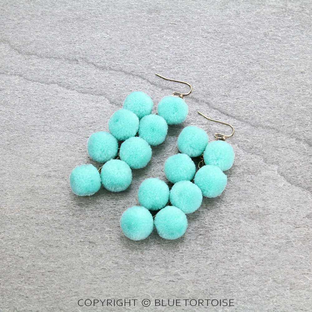 Mini Pom Pom Drop Dangle Earrings