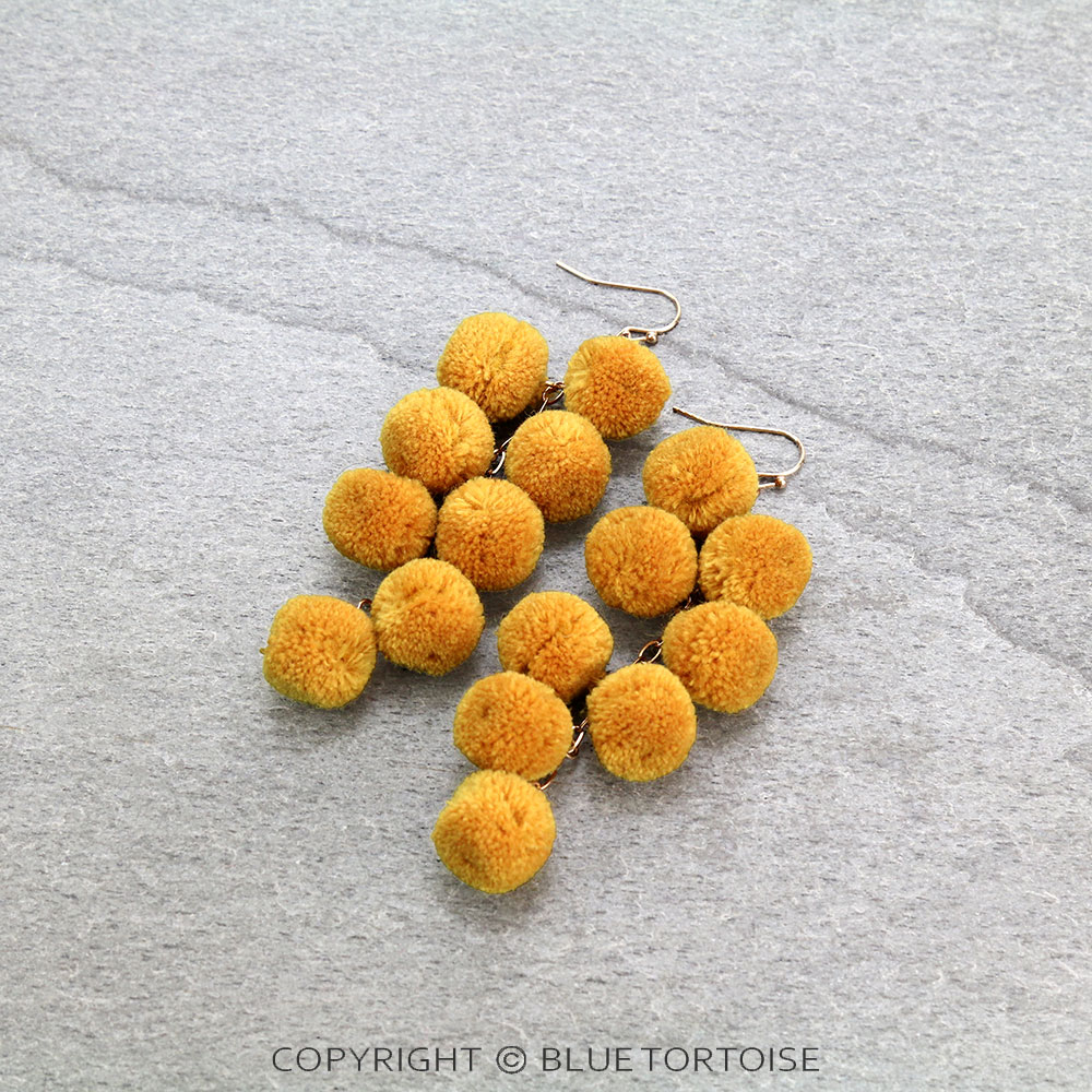 Mini Pom Pom Drop Dangle Earrings