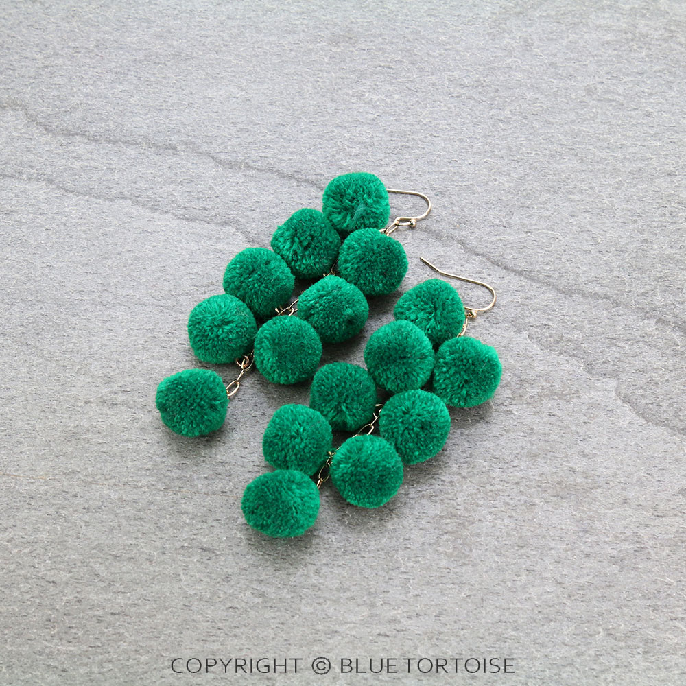 Mini Pom Pom Drop Dangle Earrings