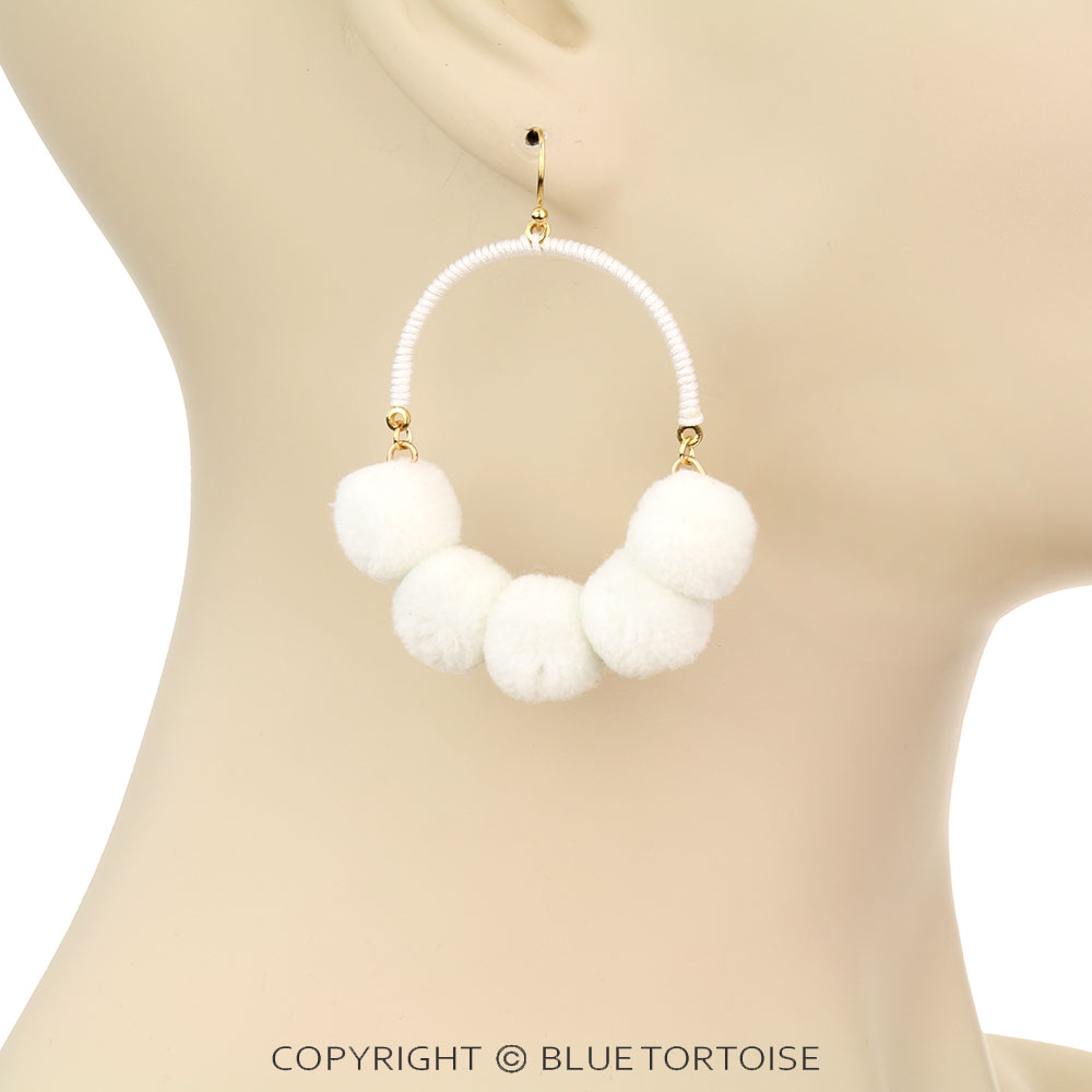 Pom Pom Dangle Earrings - Image 2