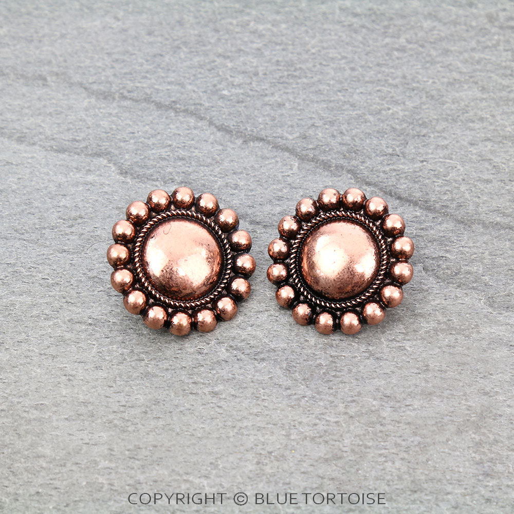 Western Concho Stud Earrings