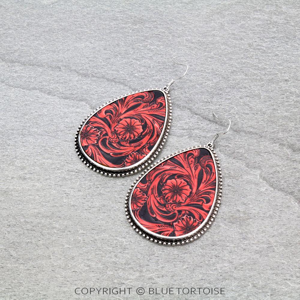 Flower Leather Dangle Earrings